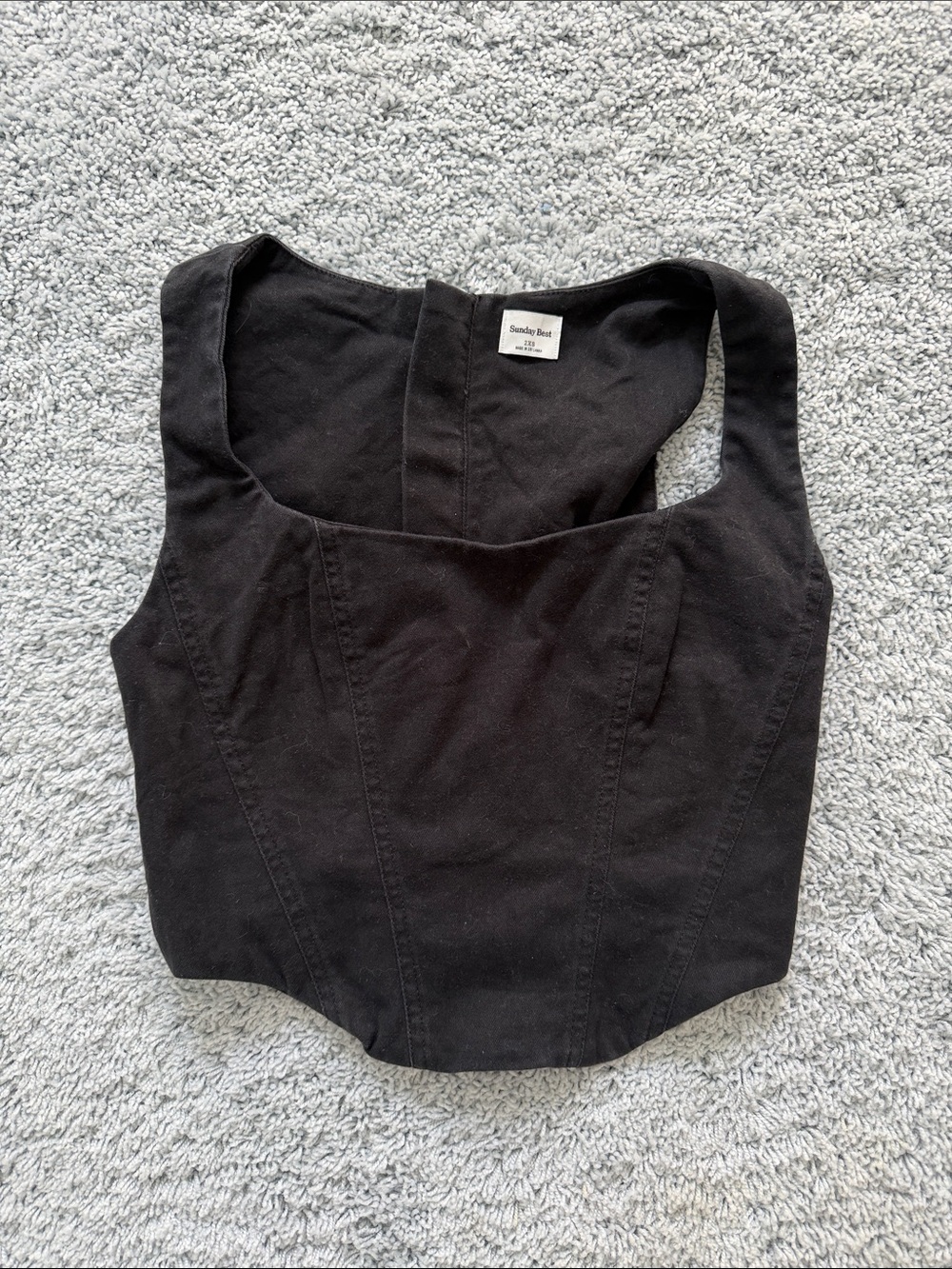Sunday Best Black Structured Square-Neck Tank